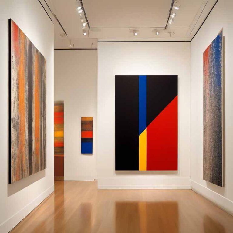 a room with art on the wall